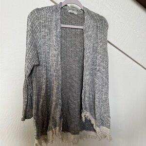 Charlotte Russe Heather Gray Fringe Cardigan